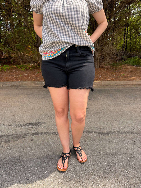 Denim Boyfriend Shorts in Black