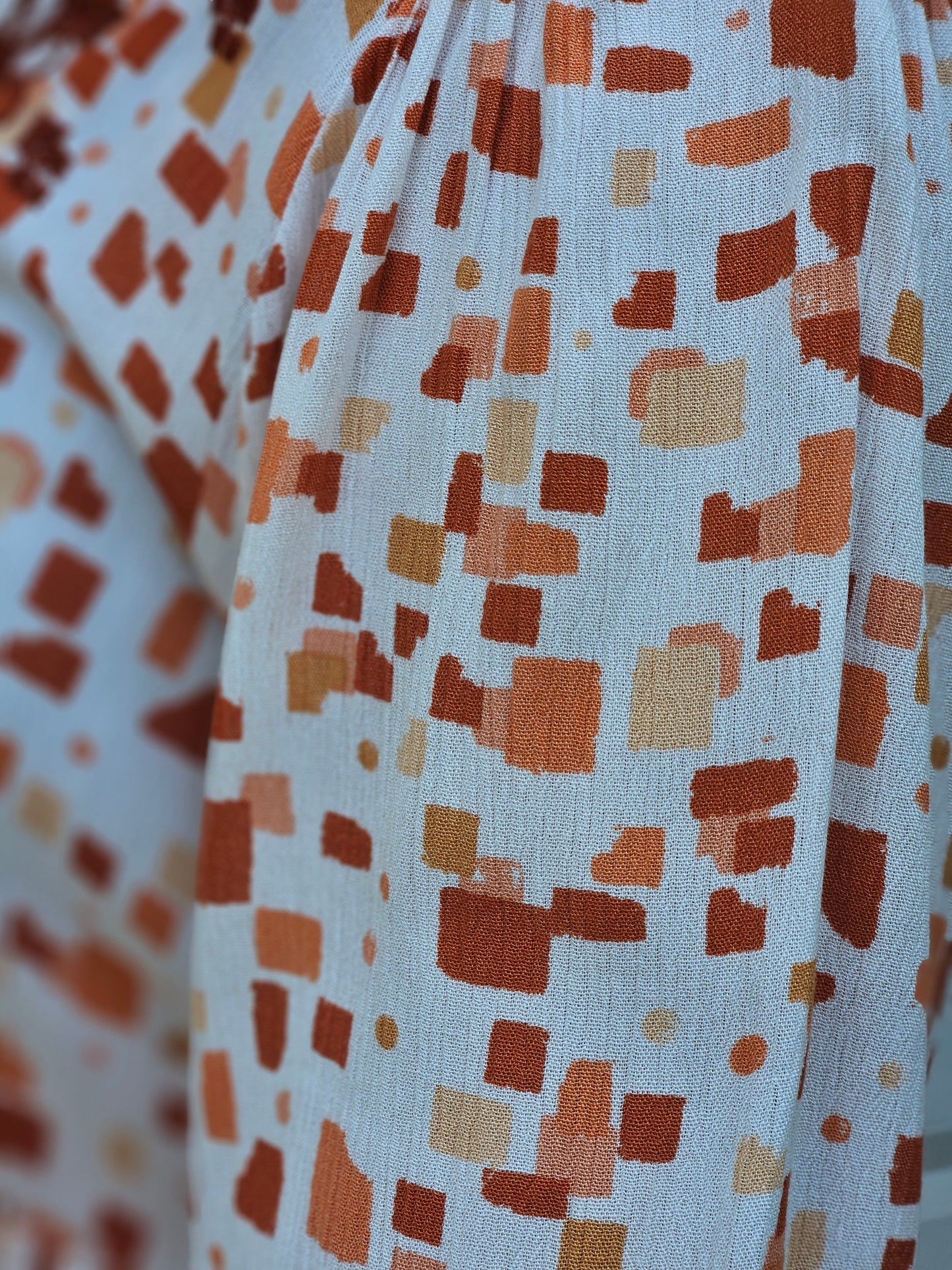 Floral Embroidery Detail Top in Rust
