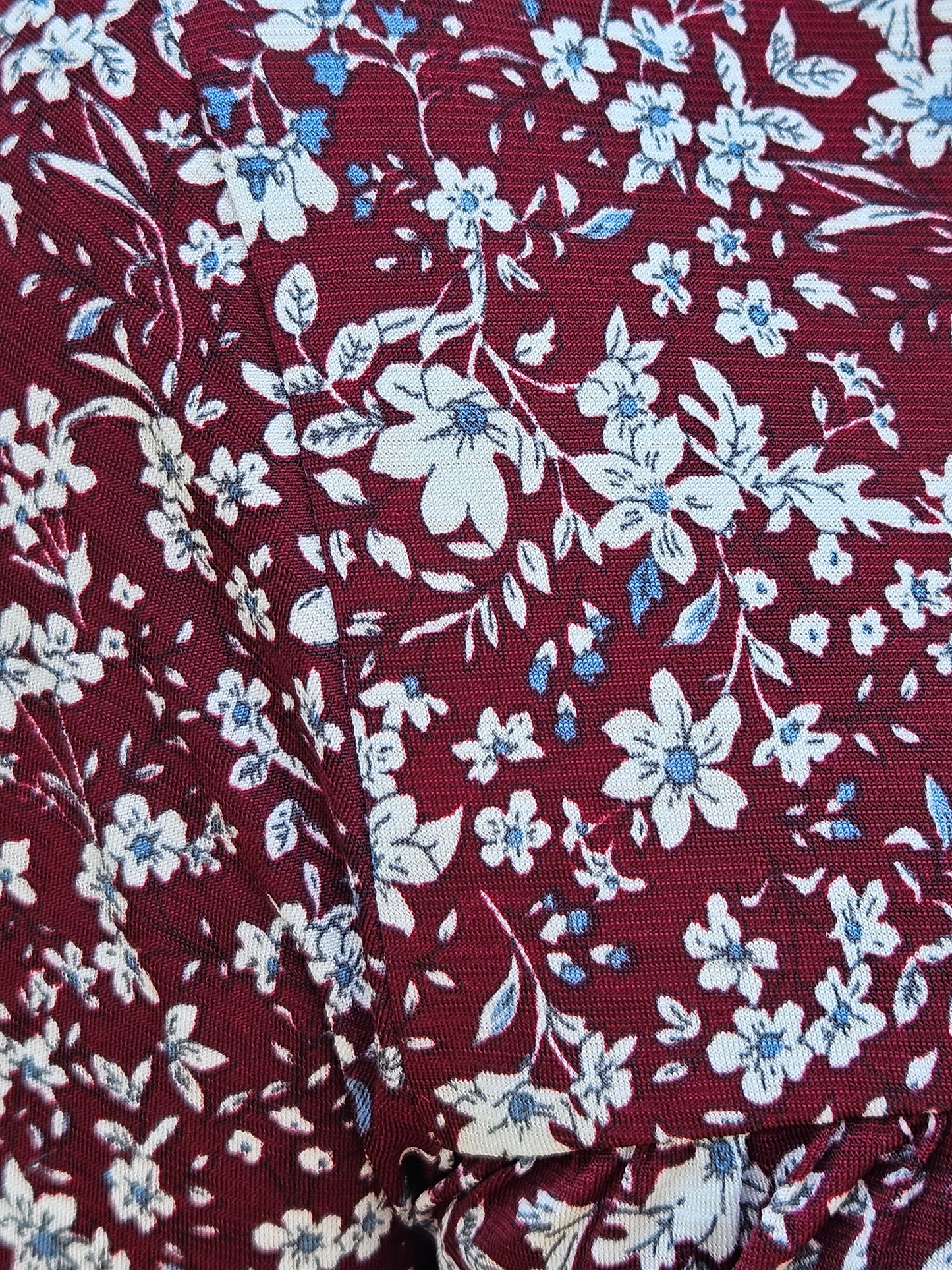 Long Sleeve Tiered Floral Top in Burgundy