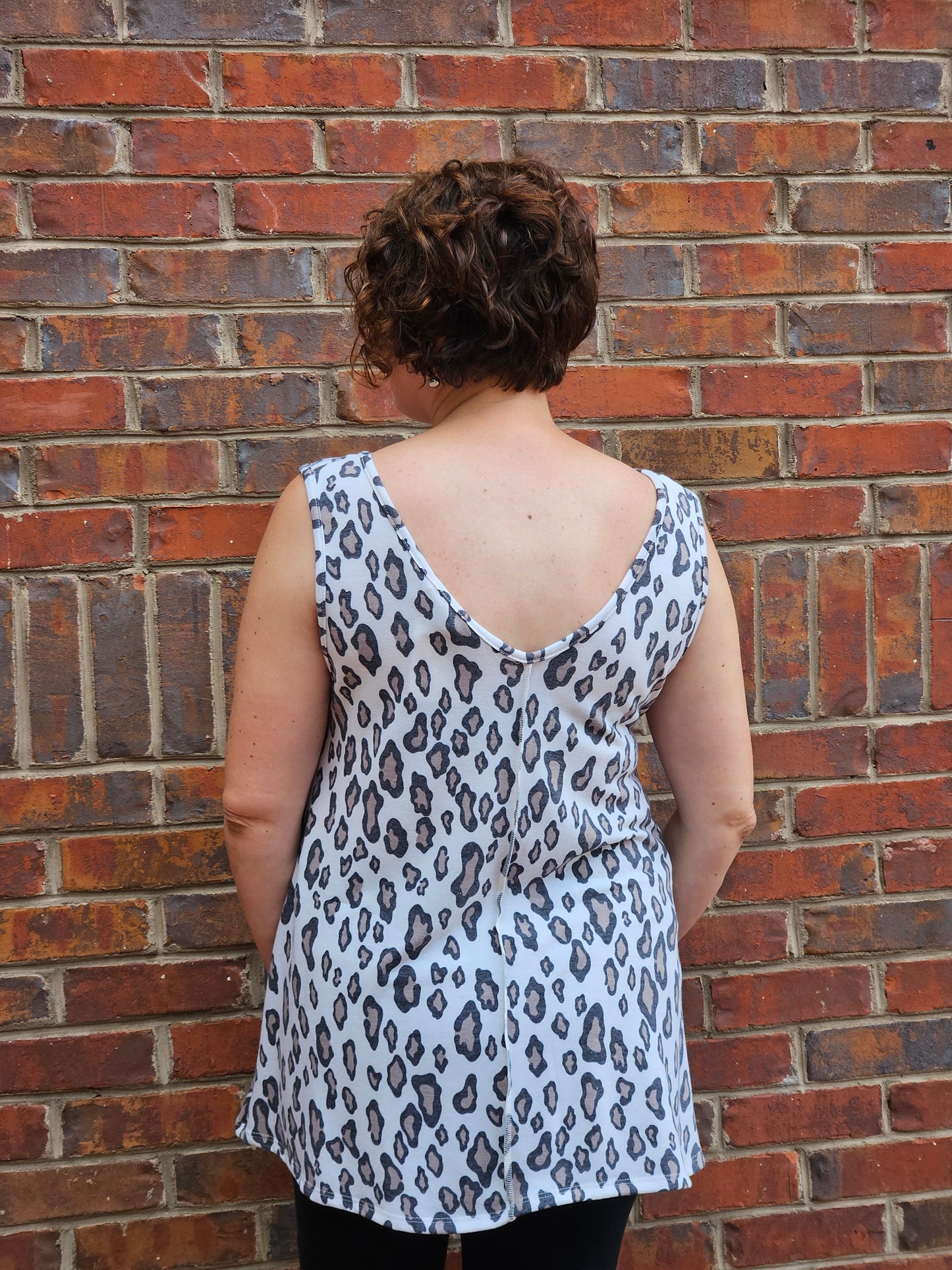 Animal Print Sleeveless Top in Ivory