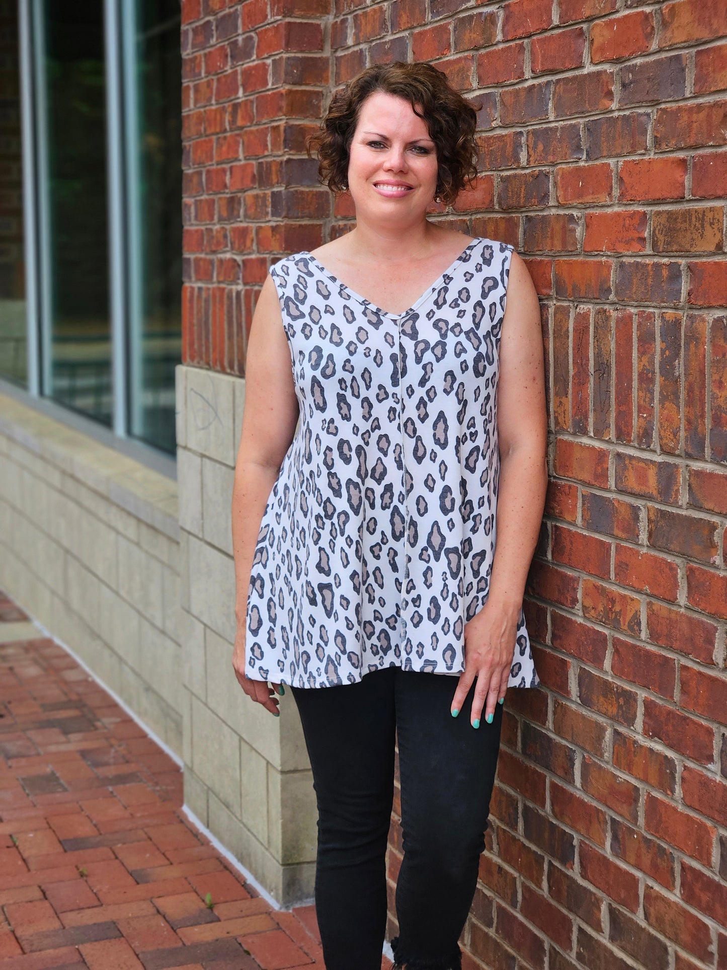 Animal Print Sleeveless Top in Ivory