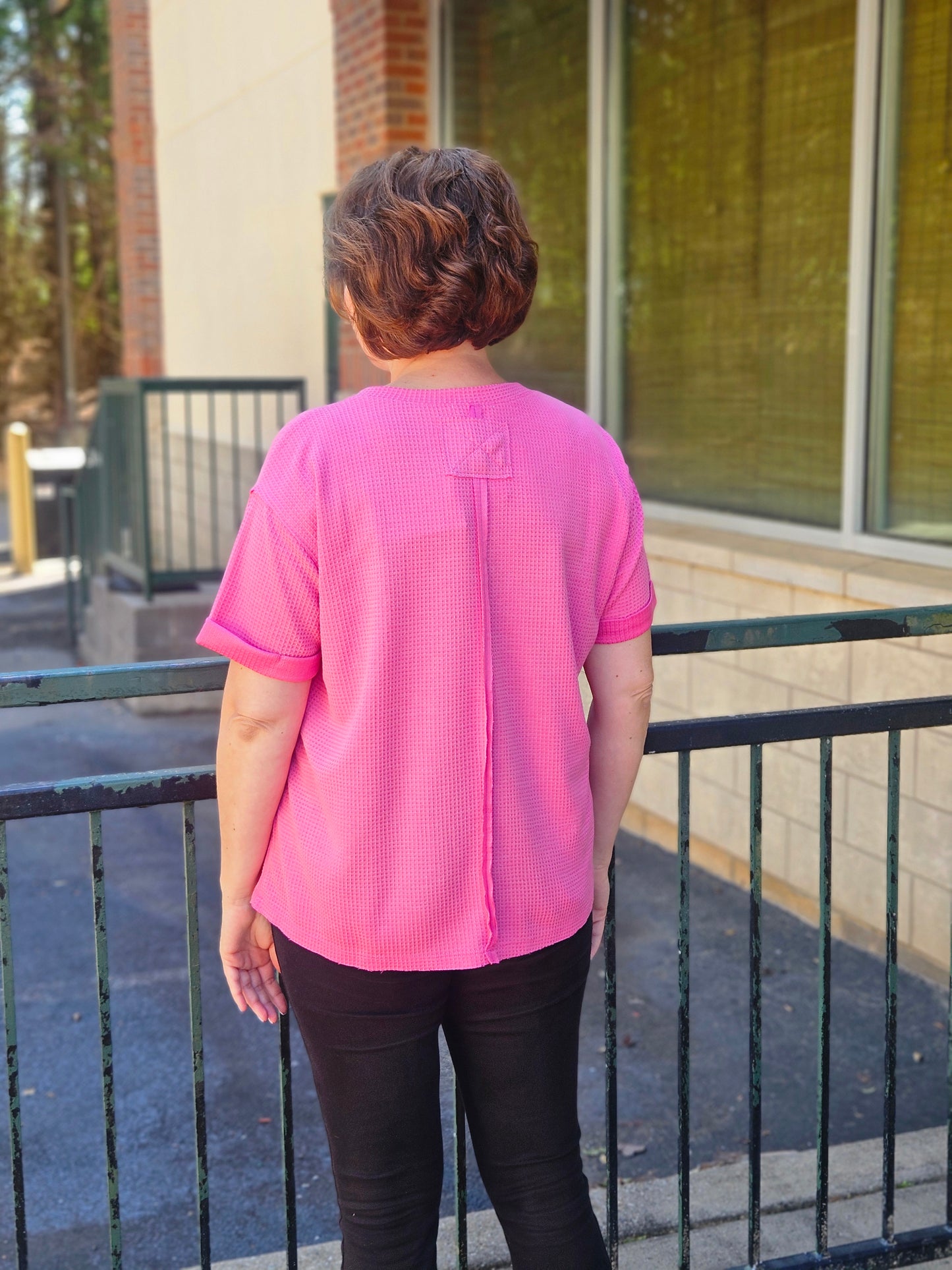 Lightweight Thermal Dolman Sleeved Top in Pink