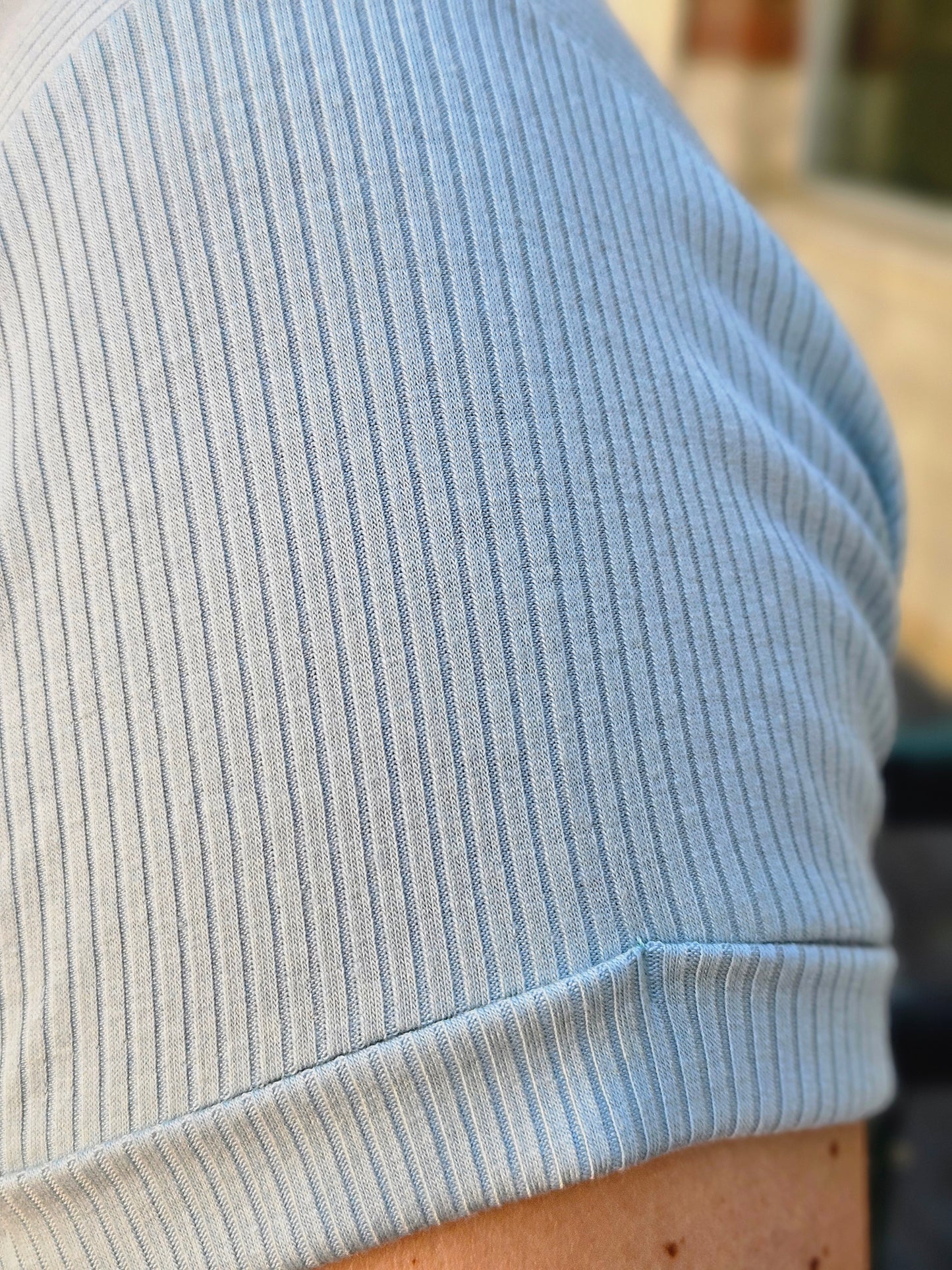 Ribbed V-Neck Top in Sage