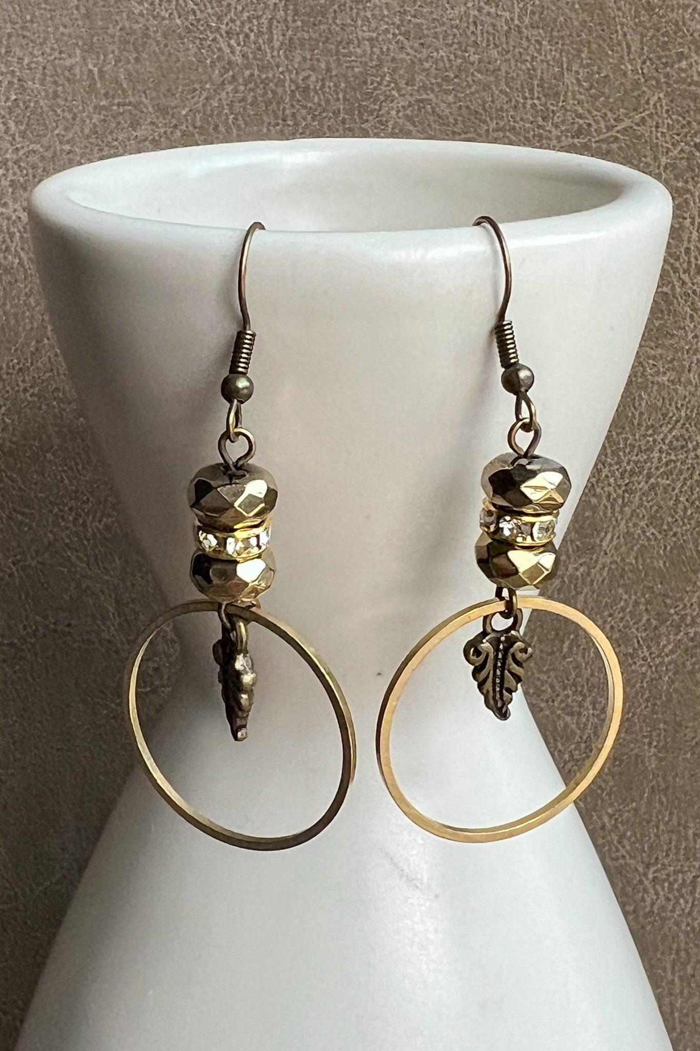 Fish Hook Feather Earrings in Gold
