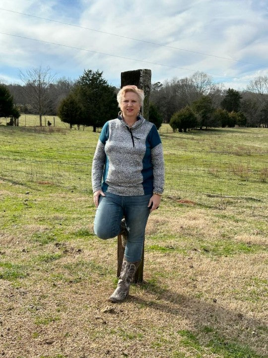 Cowl Neck Animal Print Top in Dark Teal