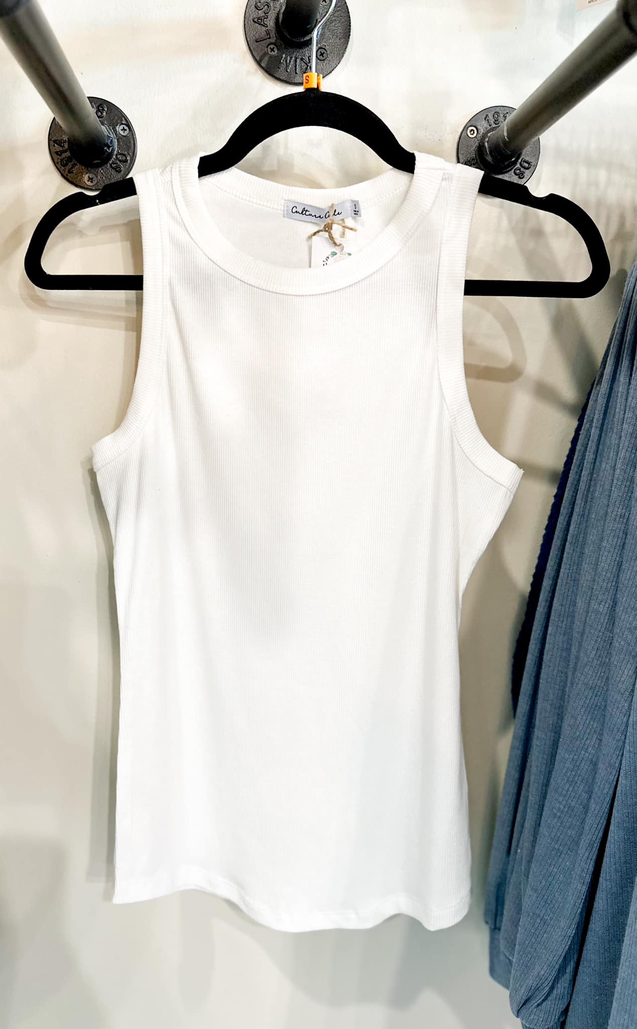 Crew Neck Tank Top in White