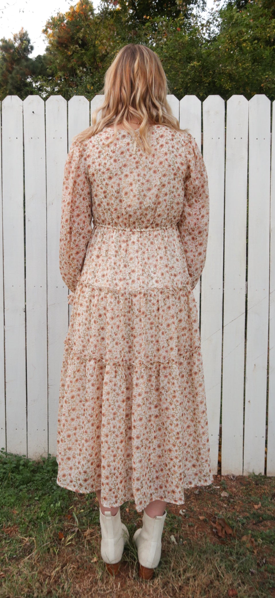 Floral Surplice Maxi Dress in Ivory