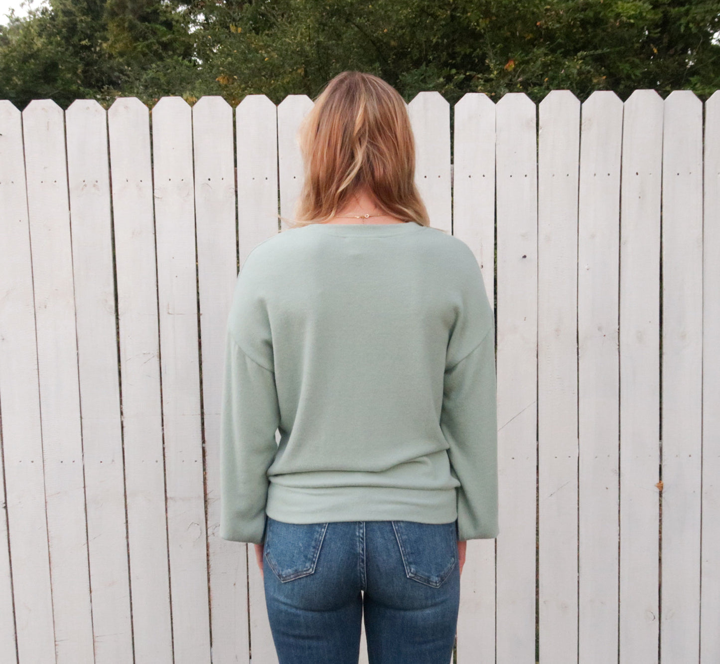 Balloon Sleeve Top in Iceberg Green