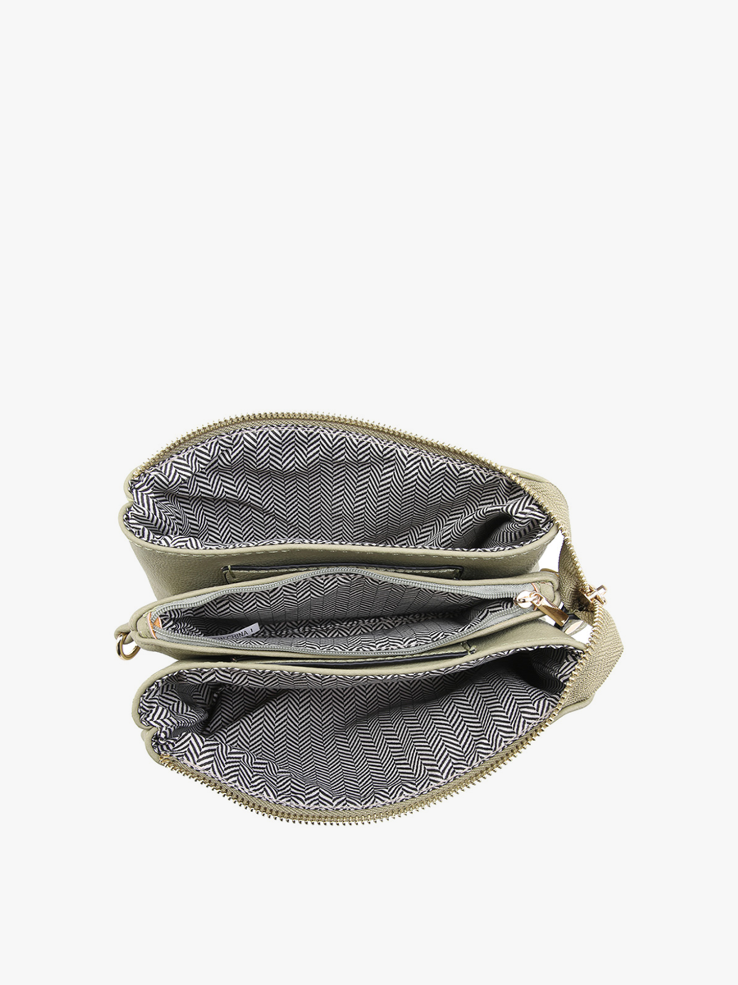 Woven 3-Compartment Crossbody or Wristlet in Light Grey