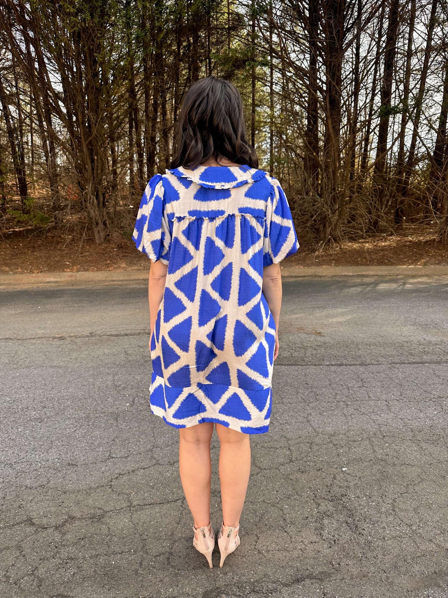 Peter Pan Collar Mini Dress in Royal Blue
