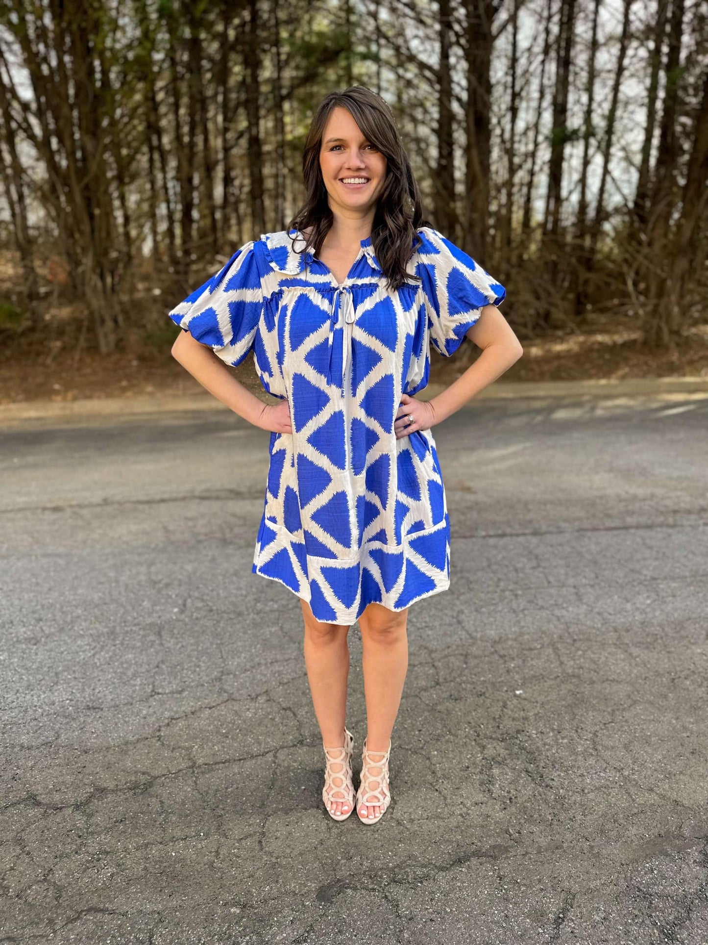 Peter Pan Collar Mini Dress in Royal Blue
