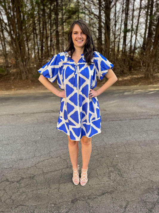 Peter Pan Collar Mini Dress in Royal Blue