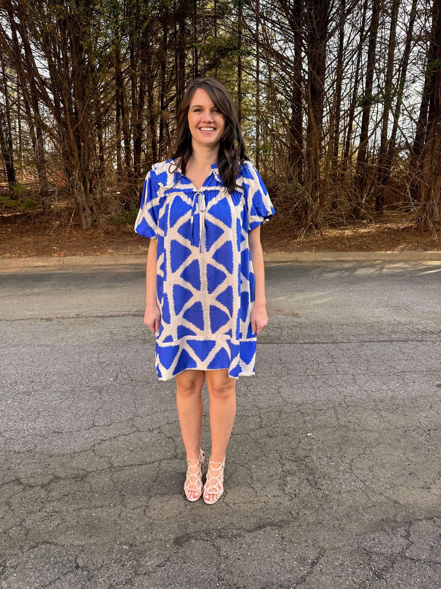 Peter Pan Collar Mini Dress in Royal Blue