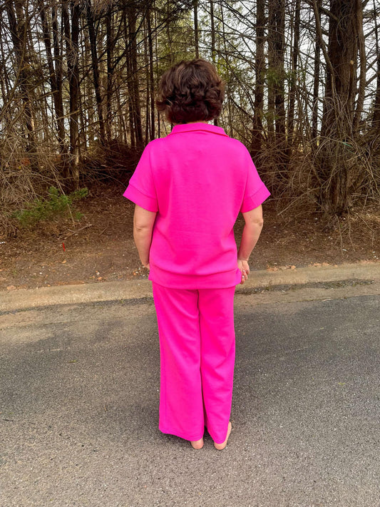 Catalina Lounge/Travel Set in Hot Pink