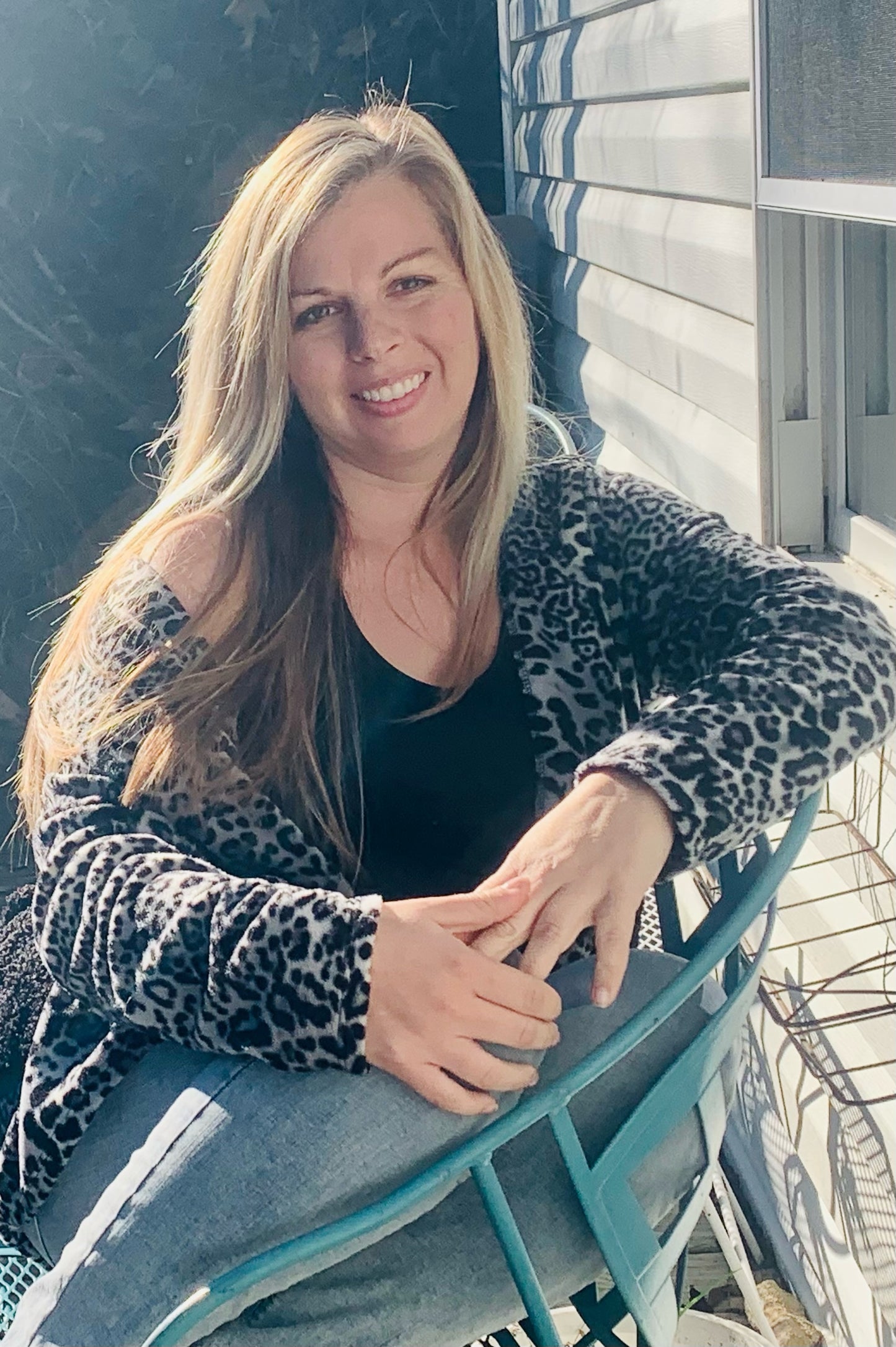 Animal Print Hoodie Cardigan in Black
