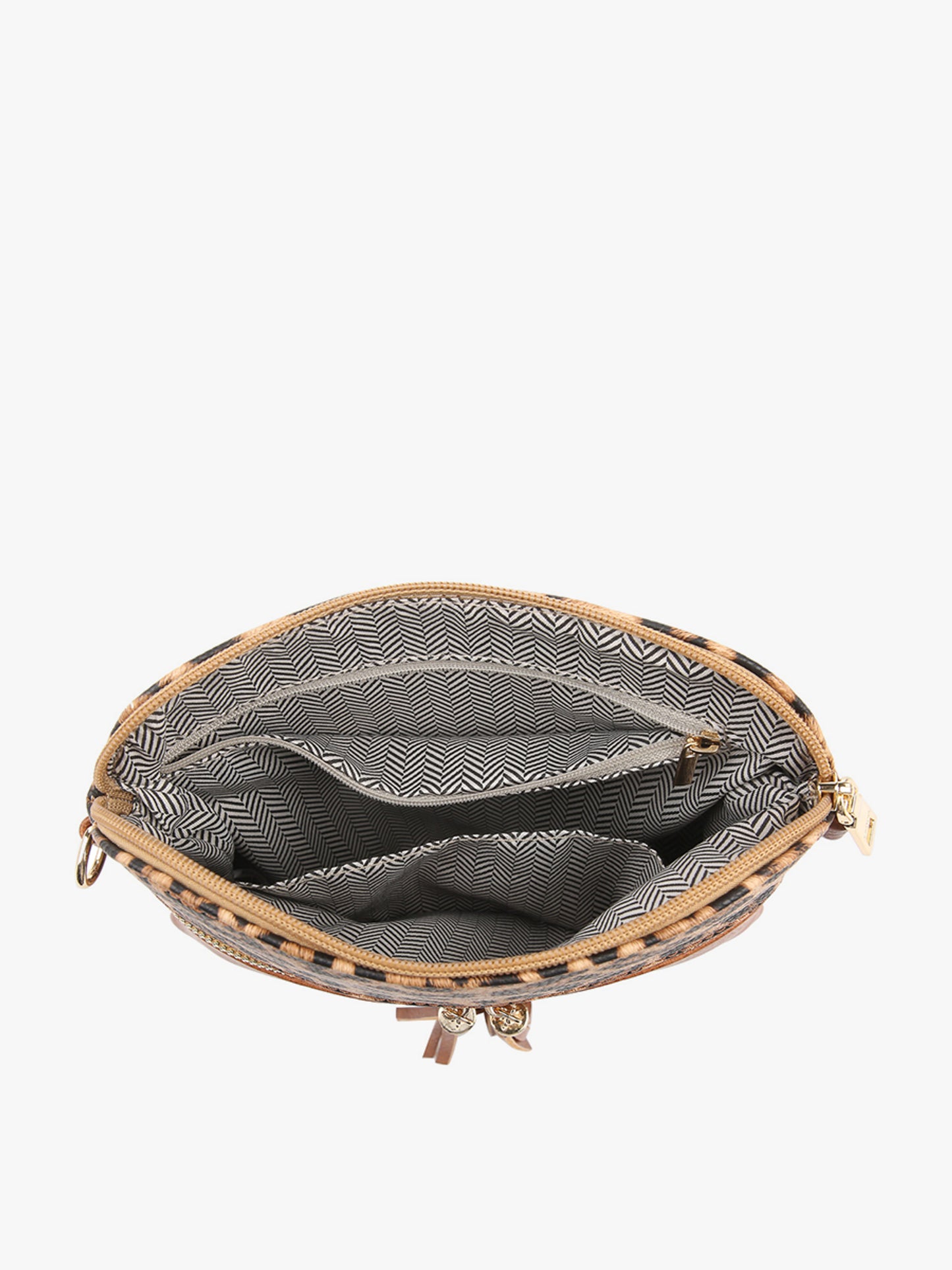 Two Tone Crossbody/Wristlet with Front Zip Pocket in Black and Brown