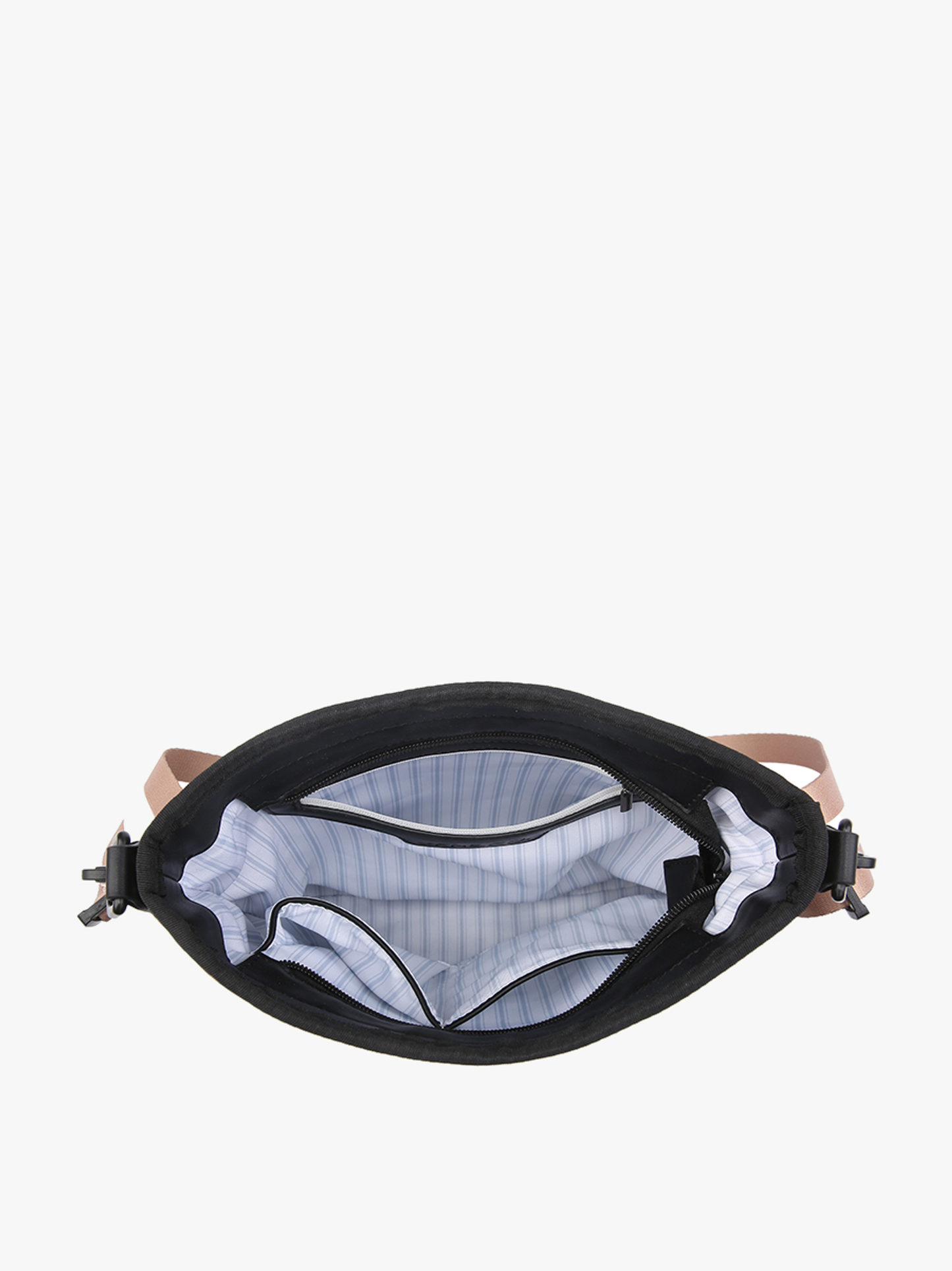 Printed Striped Neoprene Crossbody With Guitar Strap in Cheetah Taupe