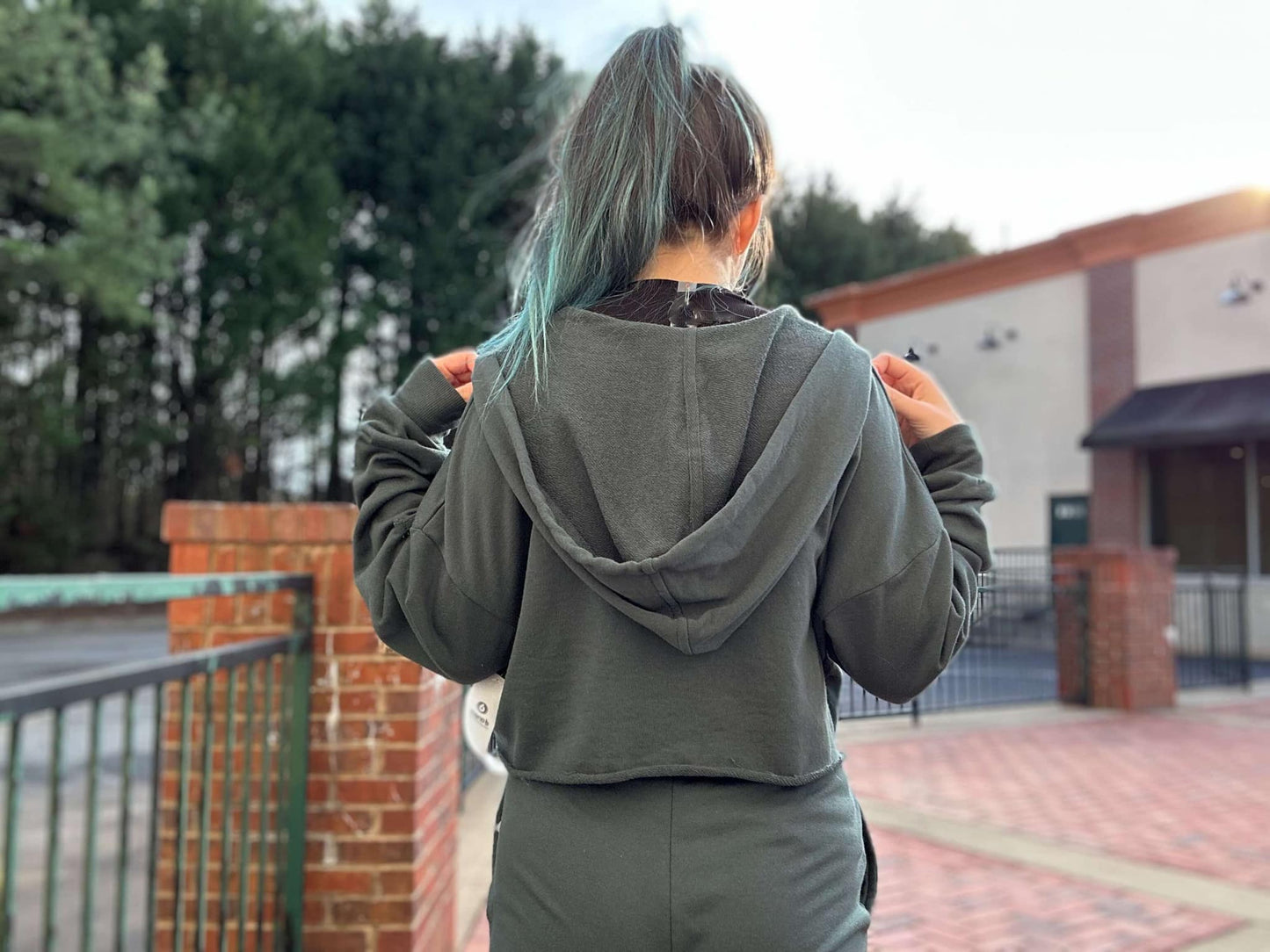 French Terry Jogger Set in Jungle Green