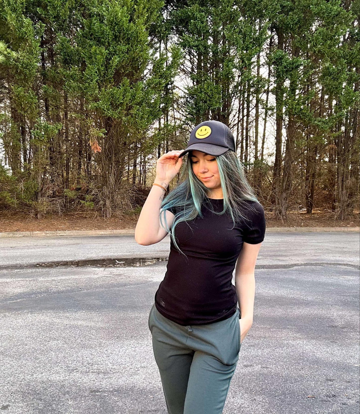 Essential Short-Sleeved Micro-Ribbed Top in Black