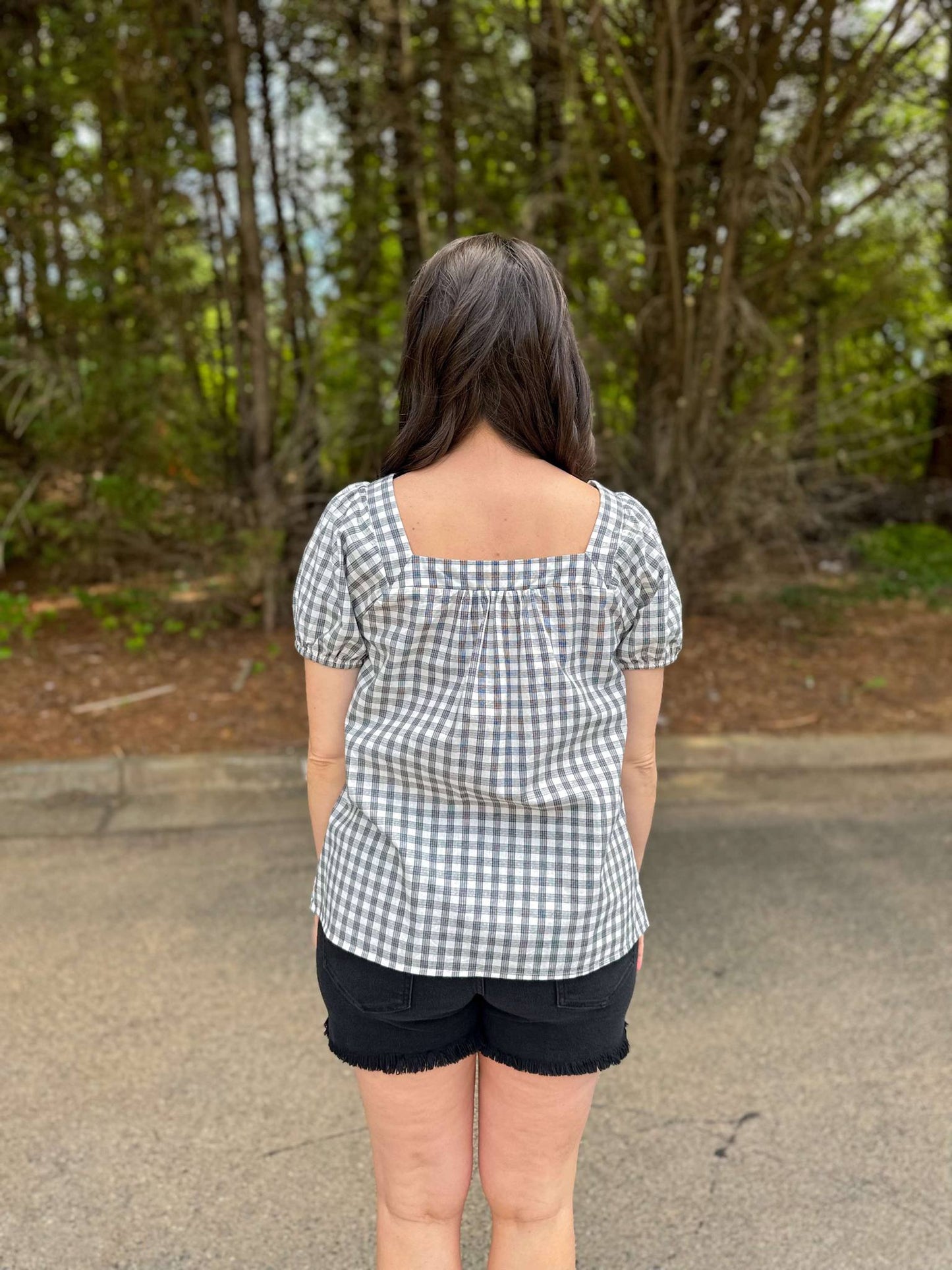Gingham Top in Charcoal