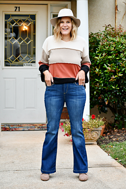 Petite Mid-Rise Flare Jeans in Dark Denim