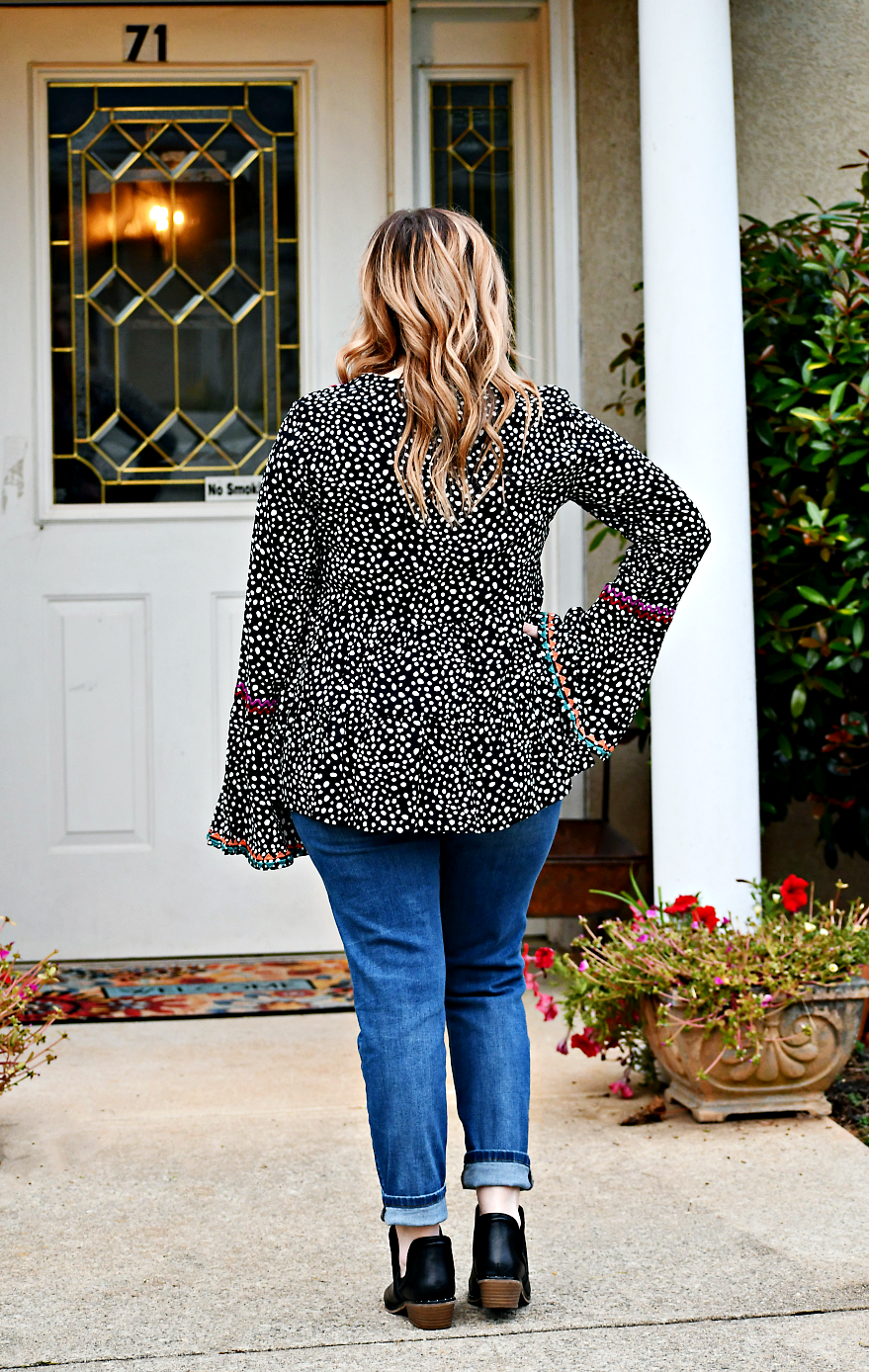 Leopard Print Babydoll Top in Black