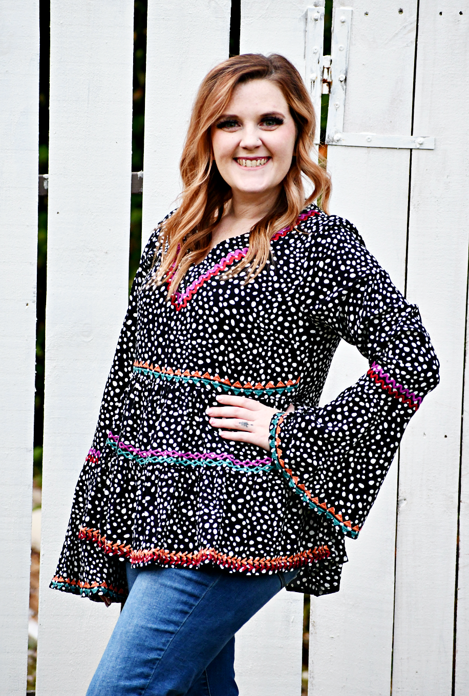 Leopard Print Babydoll Top in Black