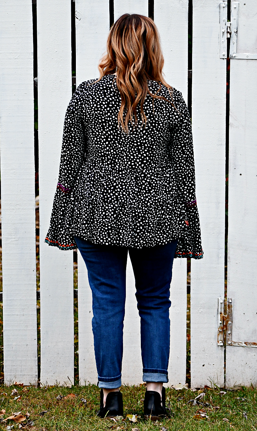 Leopard Print Babydoll Top in Black