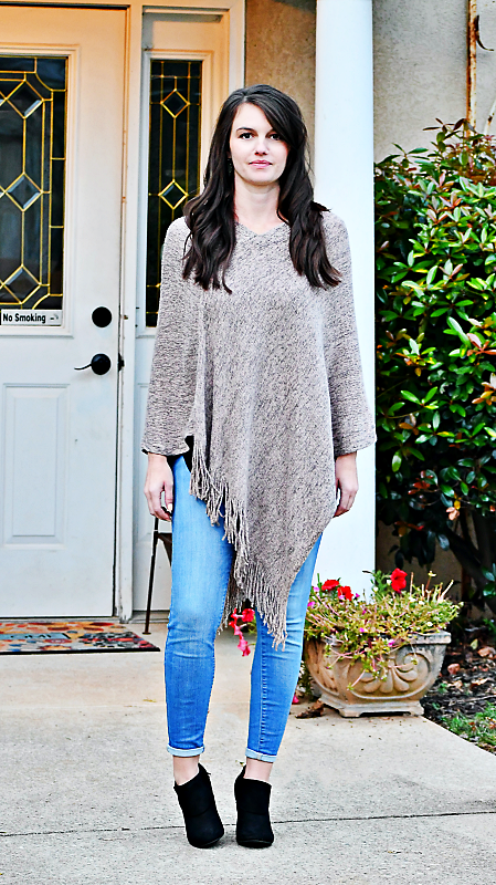 Tasseled Poncho in Plum