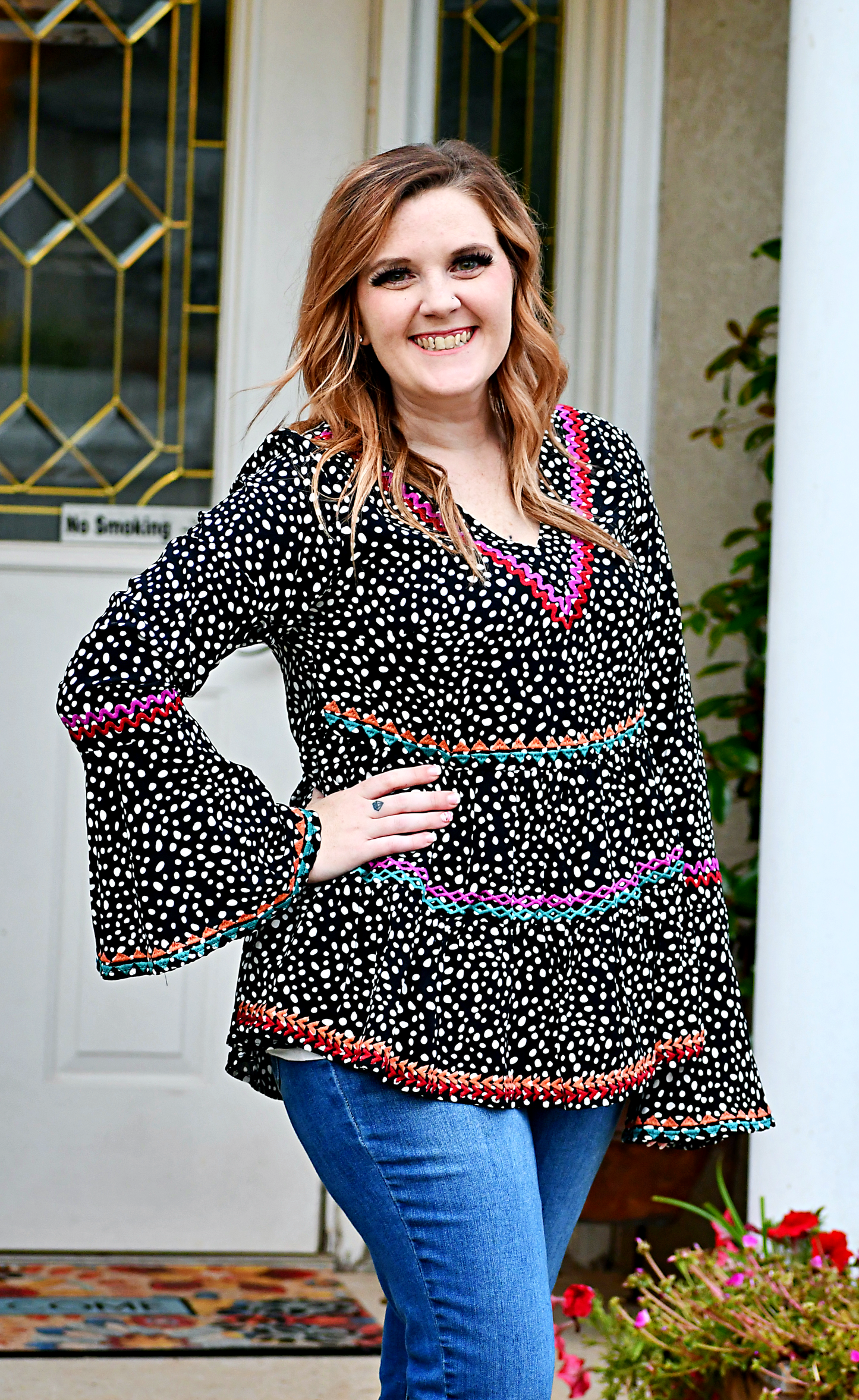 Leopard Print Babydoll Top in Black