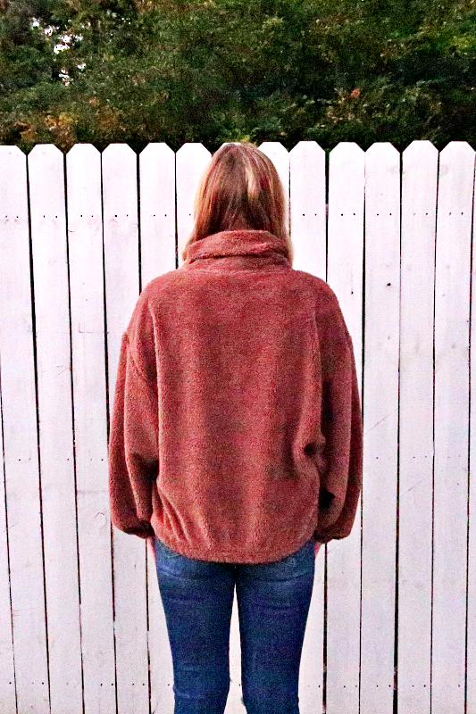 Faux Fur Long Sleeve Button Down Top in Taupe