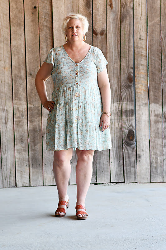 Teal Plus Size Floral Dresses Spring