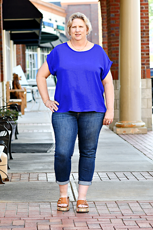 Casual Dolman Sleeve Top in Royal Blue