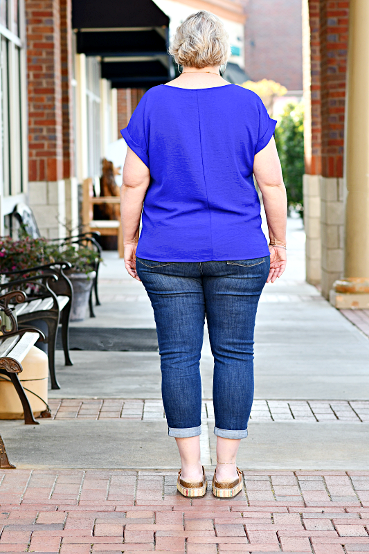 Casual Dolman Sleeve Top in Royal Blue