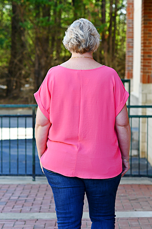 Casual Dolman Sleeve Top in Hot Pink