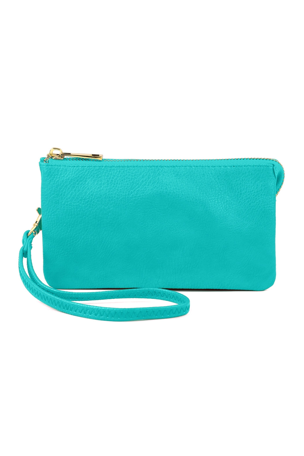 Leather Wallet with Detachable Wristlet in Turquoise