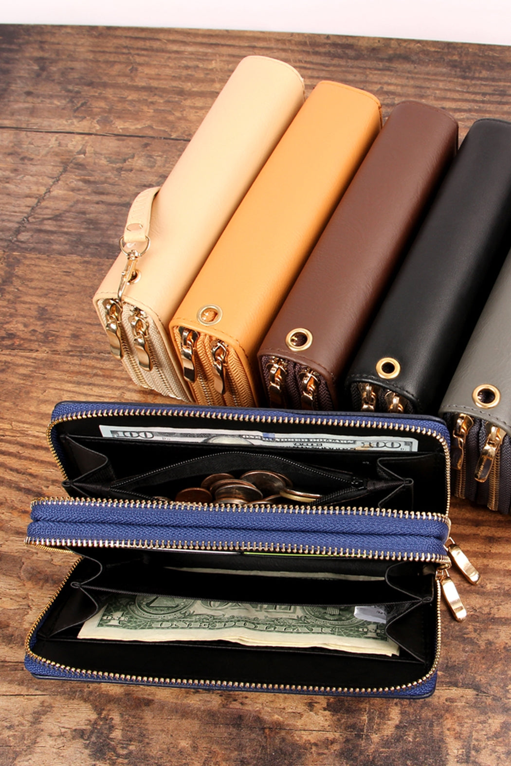 Double Zipper Wallet in Black