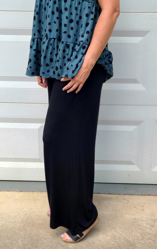 High-Rise Wide Leg Pants in Black