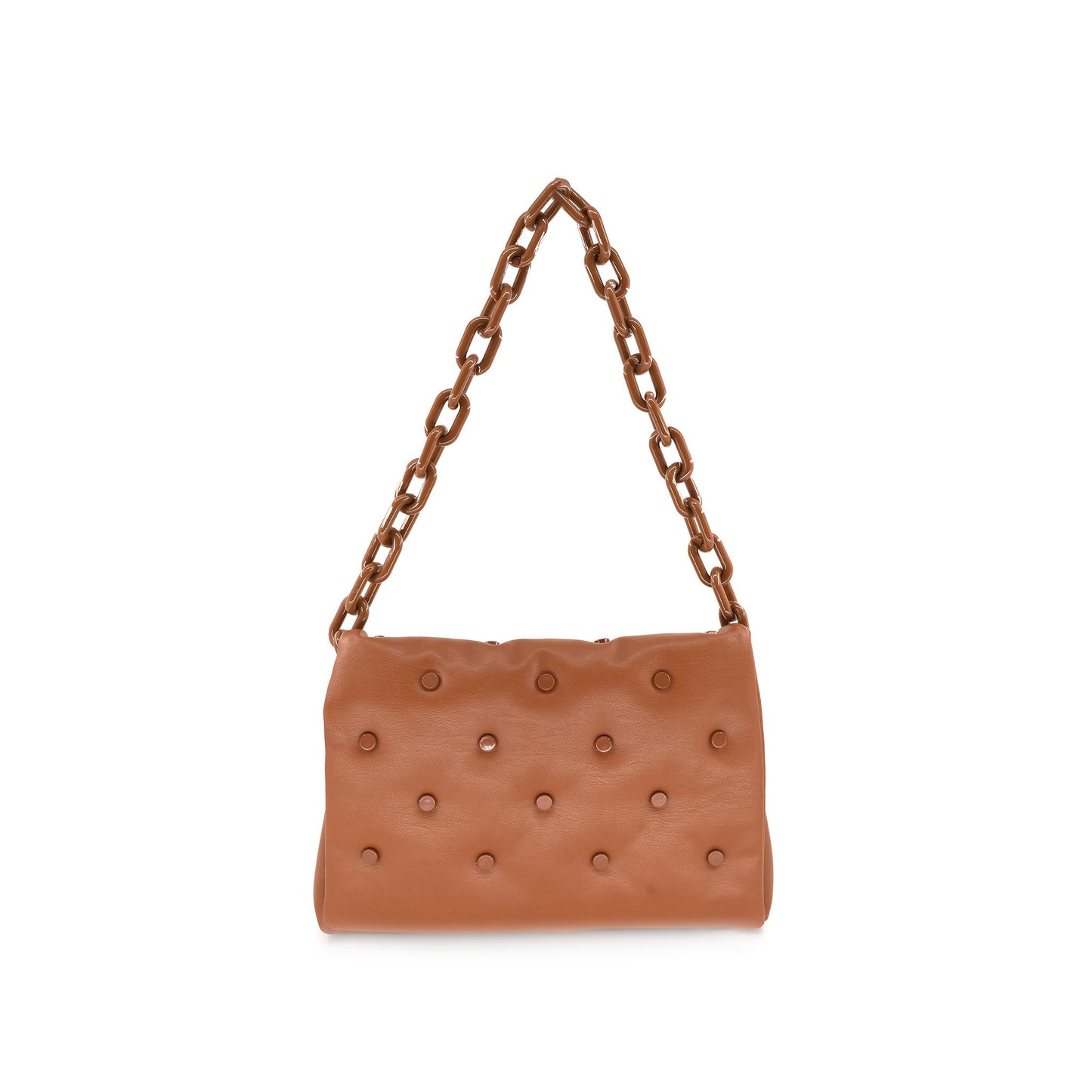Puffy Stud Shoulder Bag in Tan