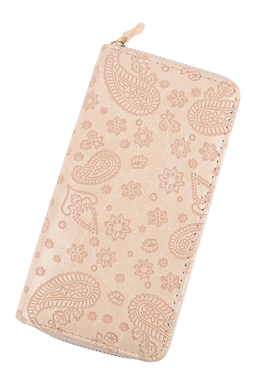 Paisley Zipper Wallet in Ivory