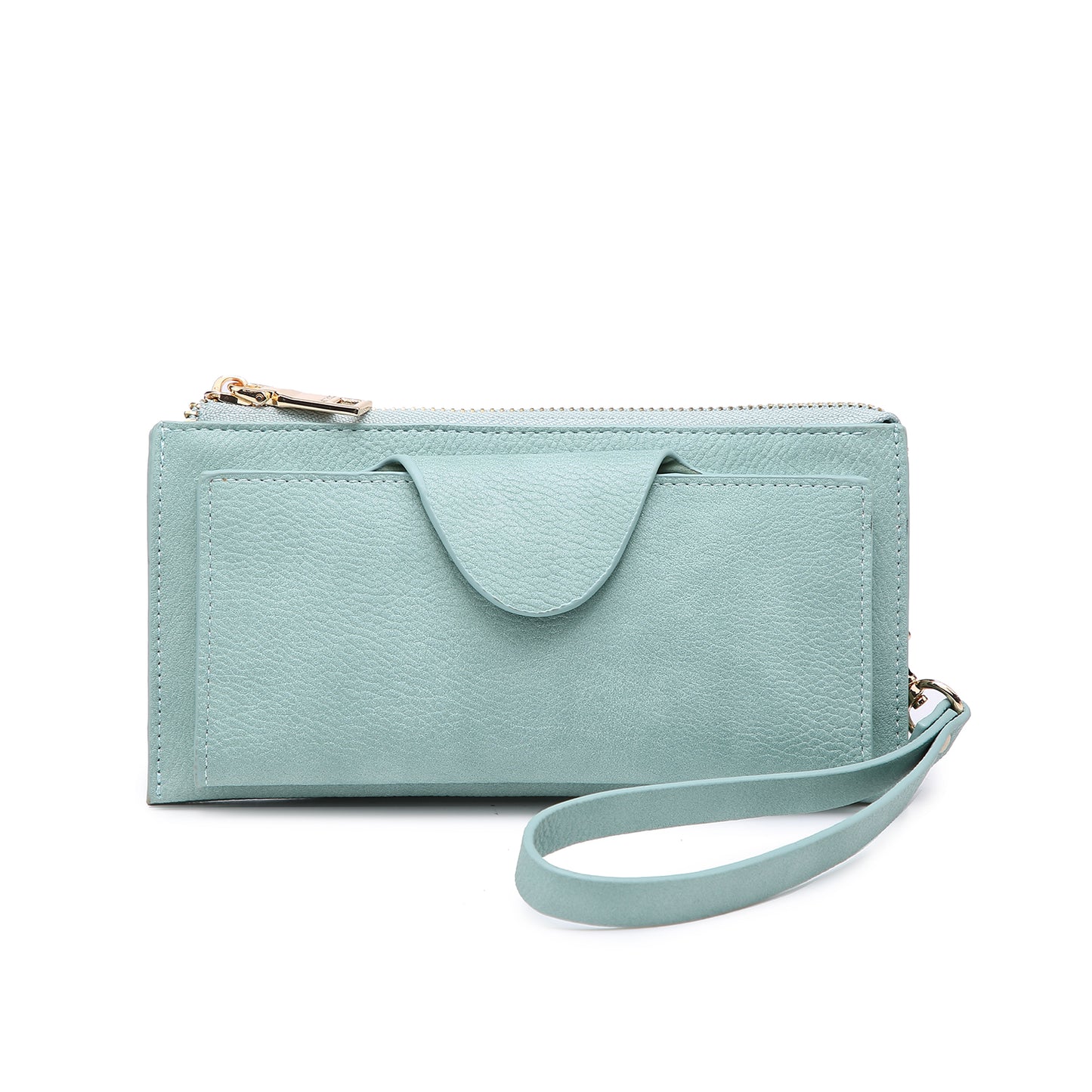 Snap Closure RFID Wristlet Wallet in Light Teal