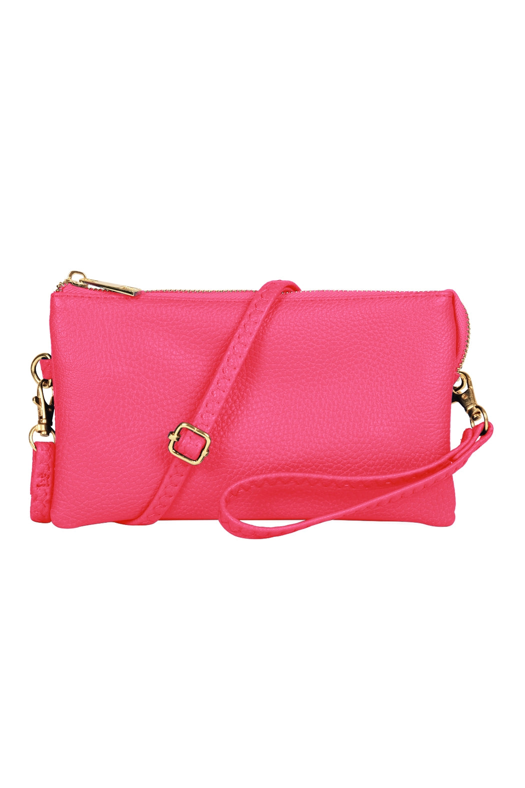 Faux Leather Crossbody / Wristlet Bag in Hot Pink