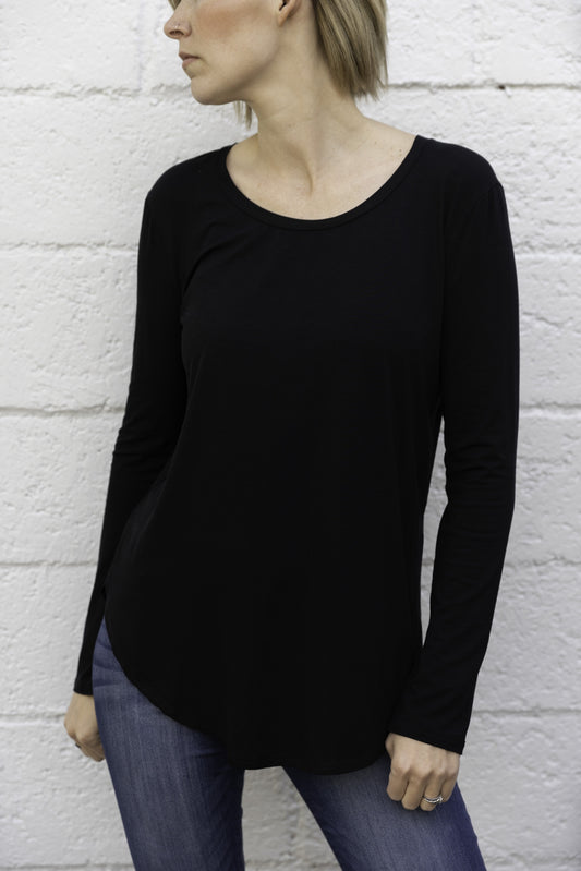 Long Sleeve Basic Top in Black