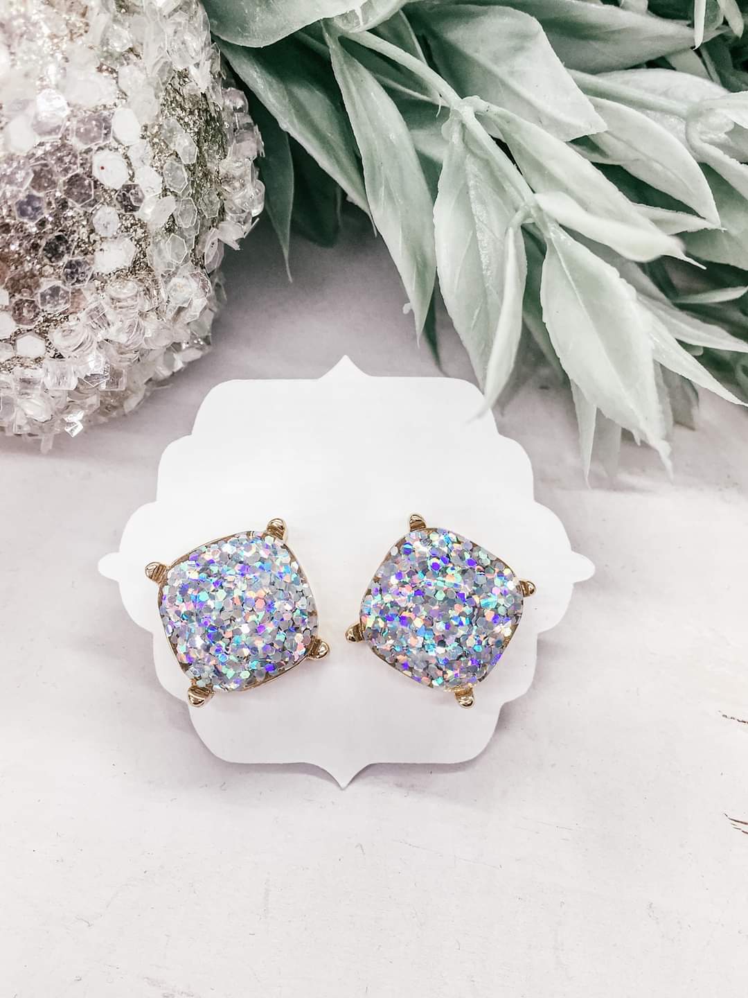 AB Chunky Glitter Bomb Stud Earrings