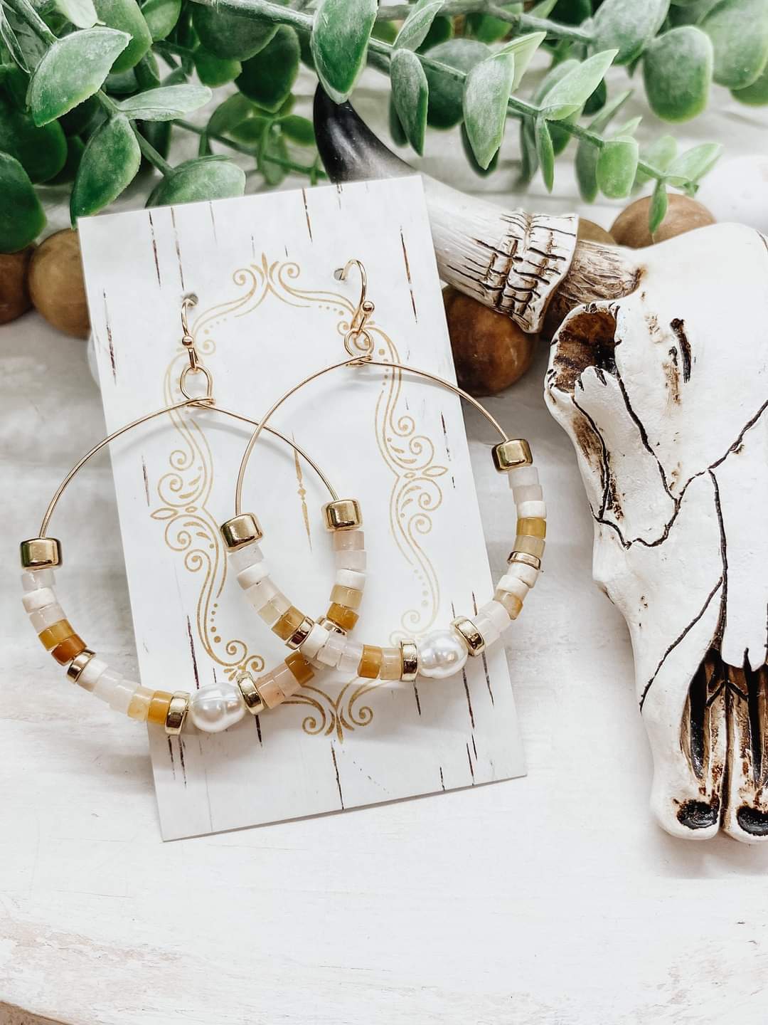 Boho Freshwater Pearl Beaded Earrings