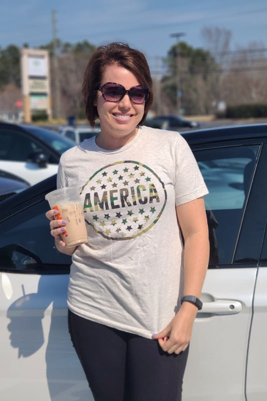 Camo America Graphic Tee in Natural Heather