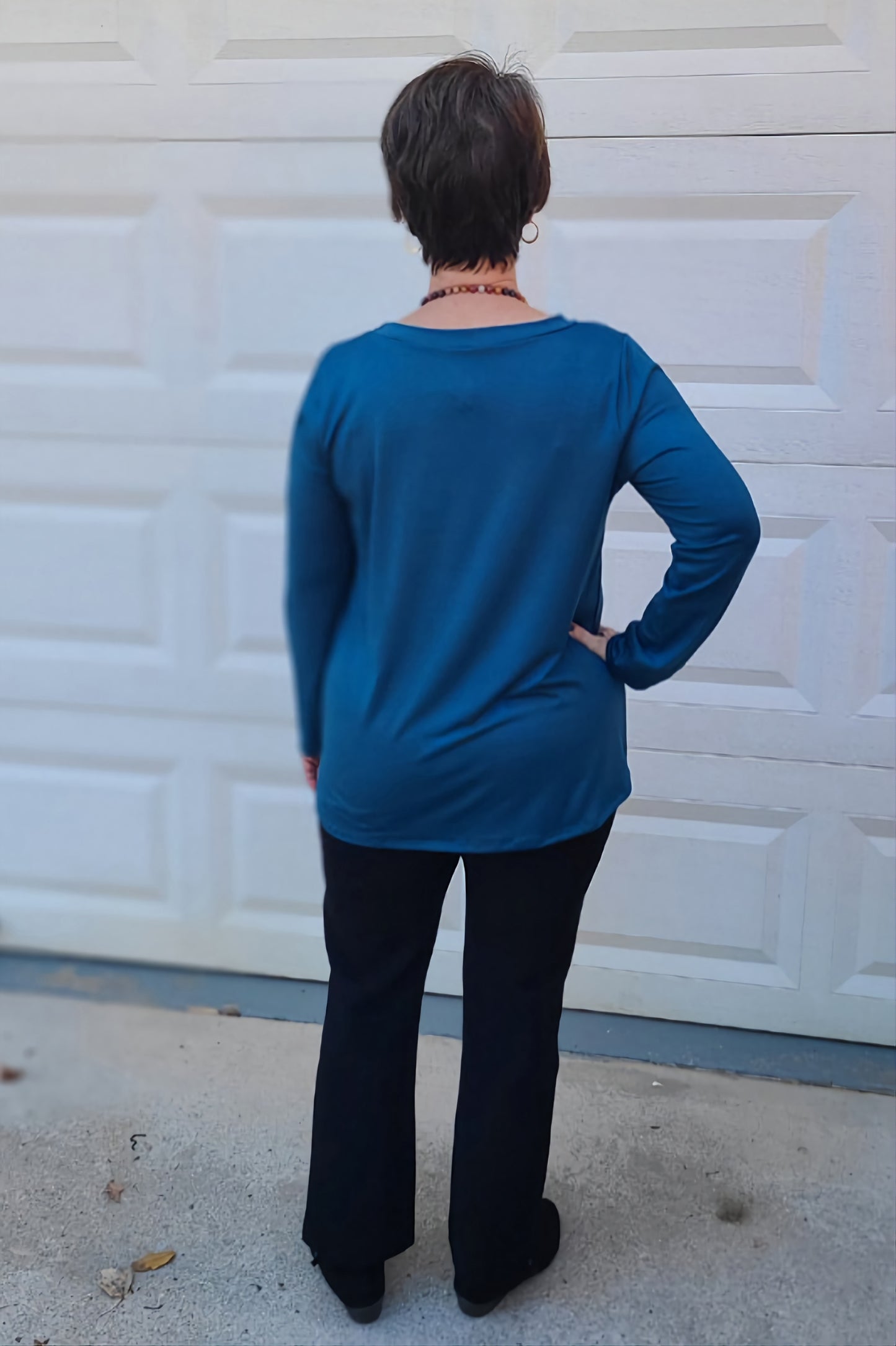 Long Sleeve Basic Top in Teal
