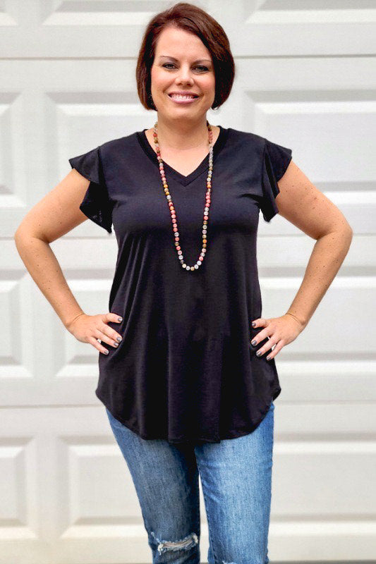 Bulgari Ruffled Short Sleeve Top in Black