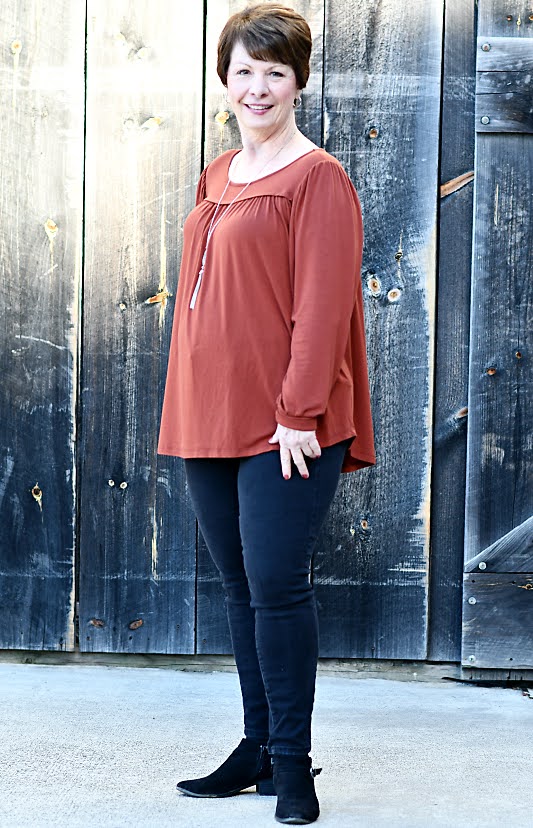 Long Sleeve Flowy Top in Gingerbread