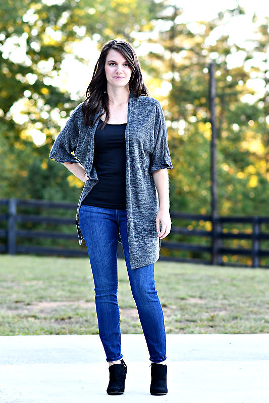 Hacci Open Cardigan in Charcoal